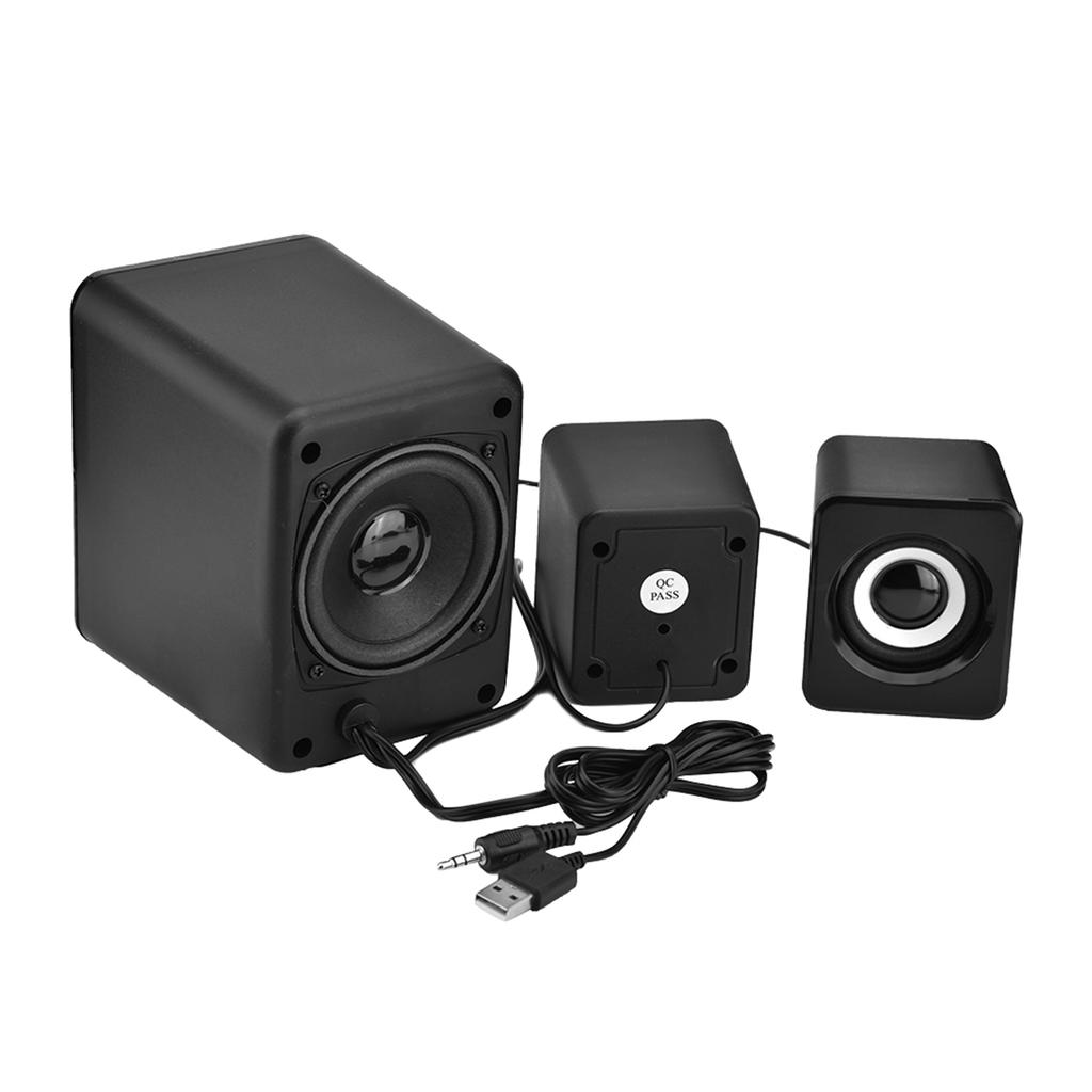 Mini USB 2.1 Wired Combination Speaker Bass Music Subwoofer for Phone Laptop PC Black