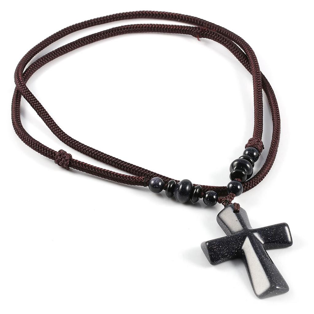 New Style Necklace 66 Cm with Cross Agate Pendant Charms for Elegant Women Wedding Clothes Jewelry