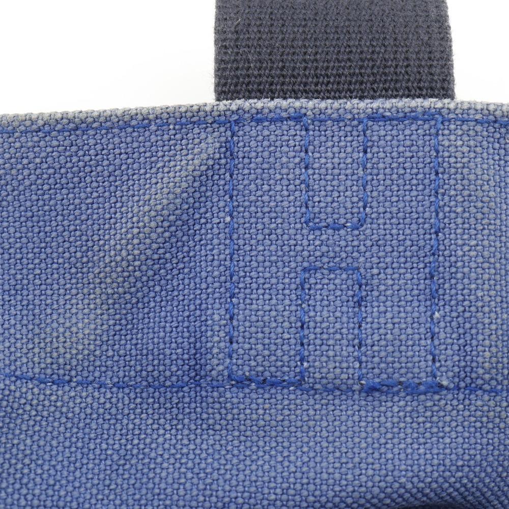 Hermes Chevault Tote Bag Blue / Black Canvas Hose Unisex Used