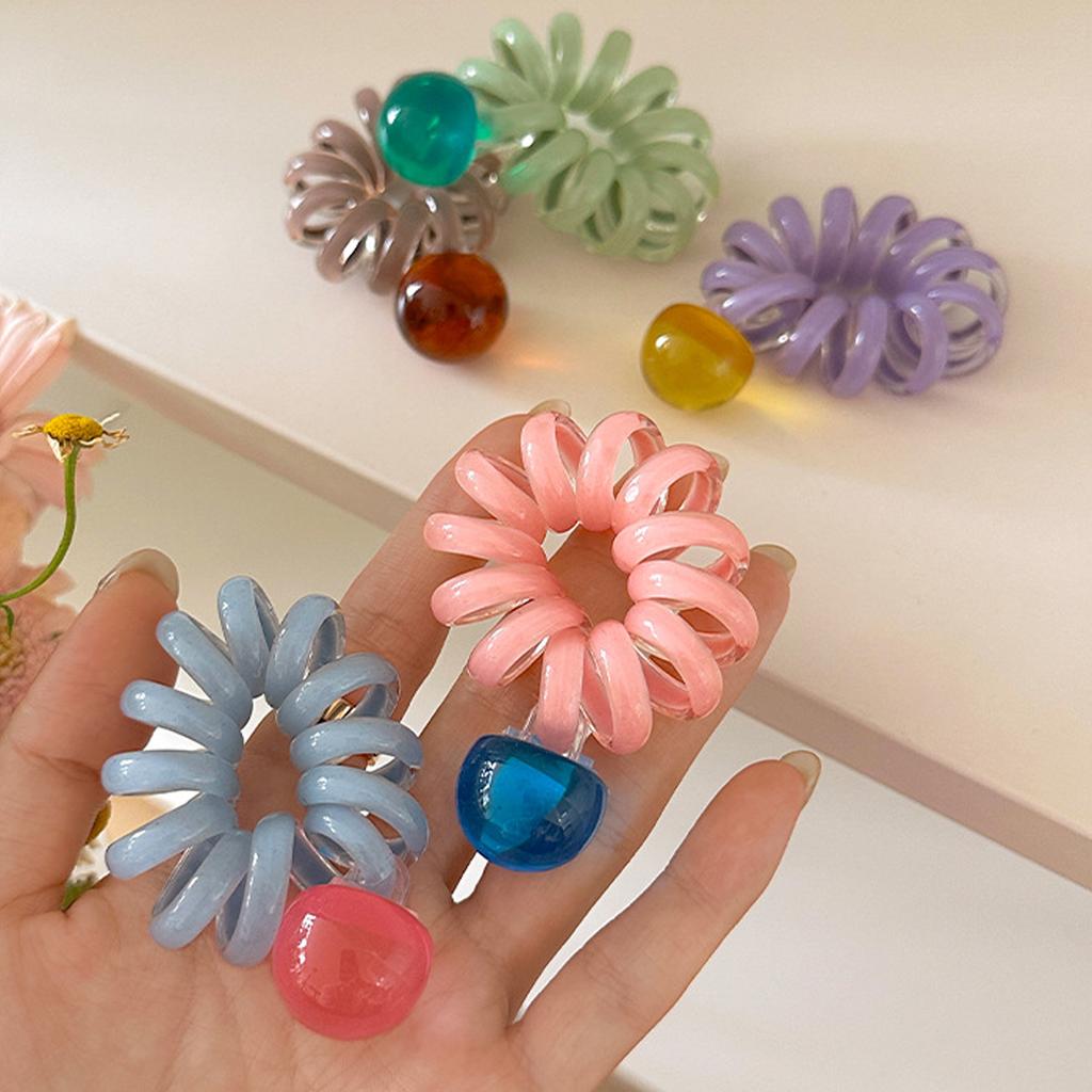 1 Stück gelee-farbenes perlenbesetztes Telefonkabel-Haargummi, hochelastisches Zopfgummi, geflochtenes Haar, kontrastfarbenes Stirnband, Haargummi