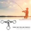 20Pcs Durable Flexible Three Way Rolling Swivels Triple Swivel Fishing Connectors(2#)