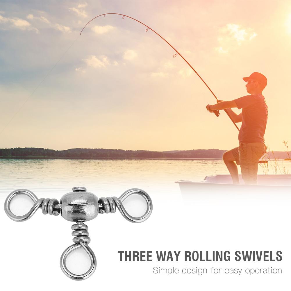 20Pcs Durable Flexible Three Way Rolling Swivels Triple Swivel Fishing Connectors(2#)
