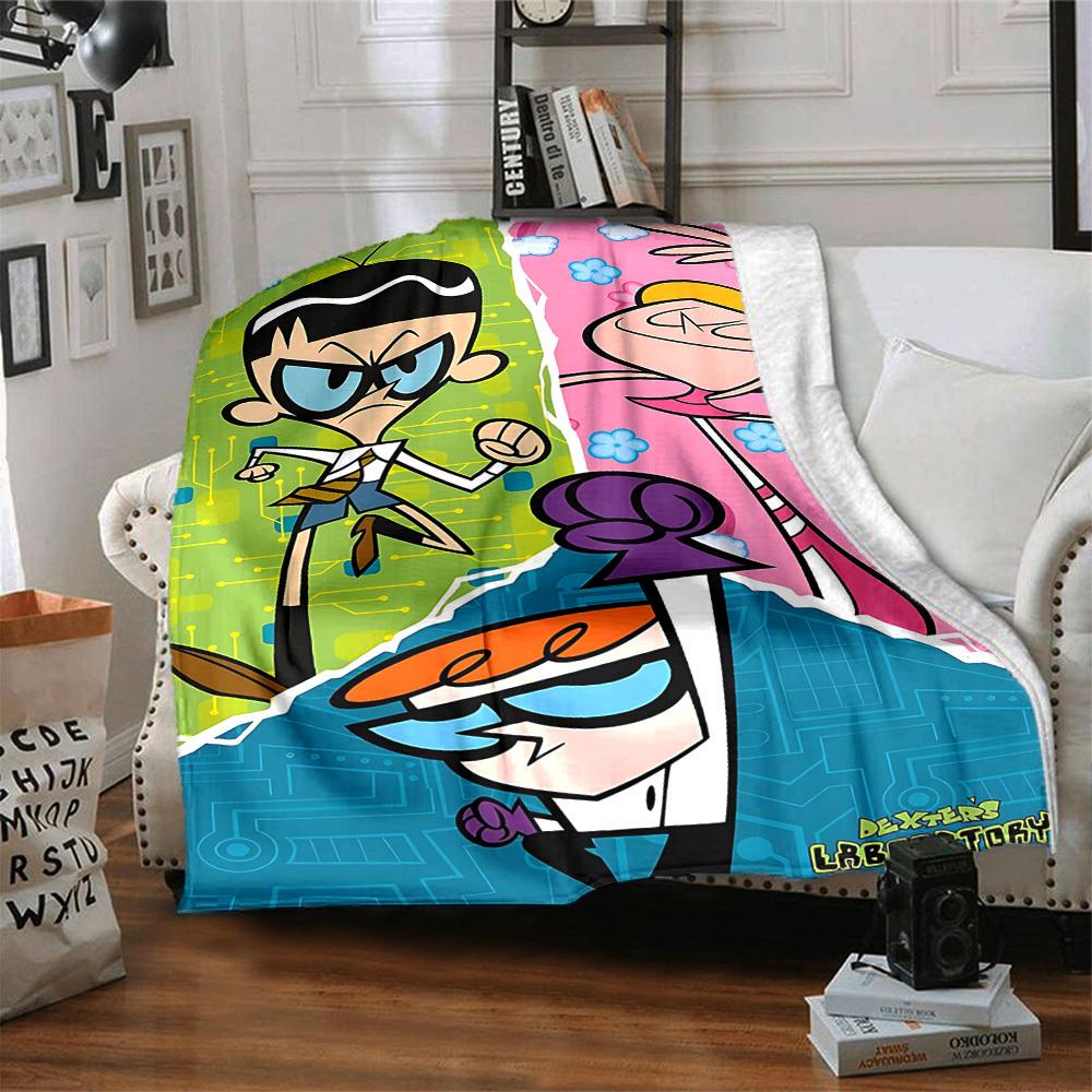 1pc Dexter's Laboratory Cozy Print Blanket Lightweight Warm Flannel Throw Blanket For Sofa, Bed, Living Room