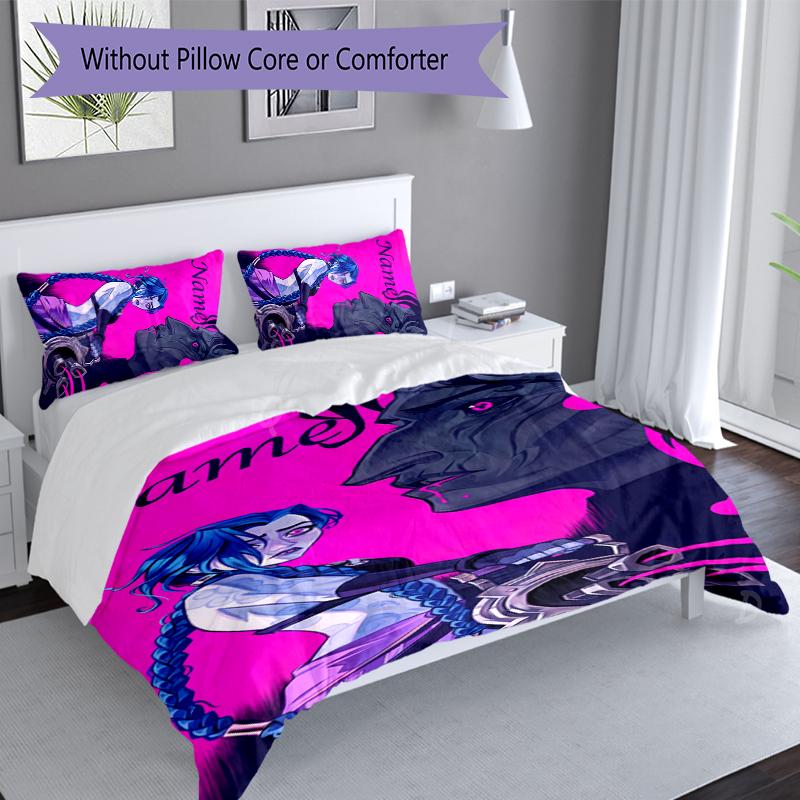 3pcs Custom Name Jinx Set,Includes 1 Duvet Cover and 2 Pillowcases,All-season Bedroom Decor