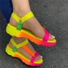 Wish Cross-border Plus Size Women's Shoes 2024 Summer New Foreign Trade Flat Sandals Rainbow Color Ladies Sandals