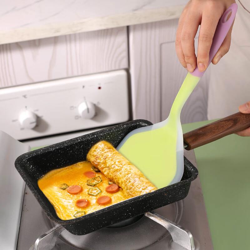 Dual-Color Transparent Silicone Frying Spatula Set