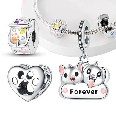 Coppercute Cats Dogs Animals Pendant Charms Cute Paw Beads Fit Original Bracelets Diy Jewelry Fine Gifts For Women Charm