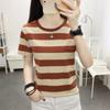 Summer Loose Short-sleeved T-shirt Ladies Striped T-shirt Cotton Top