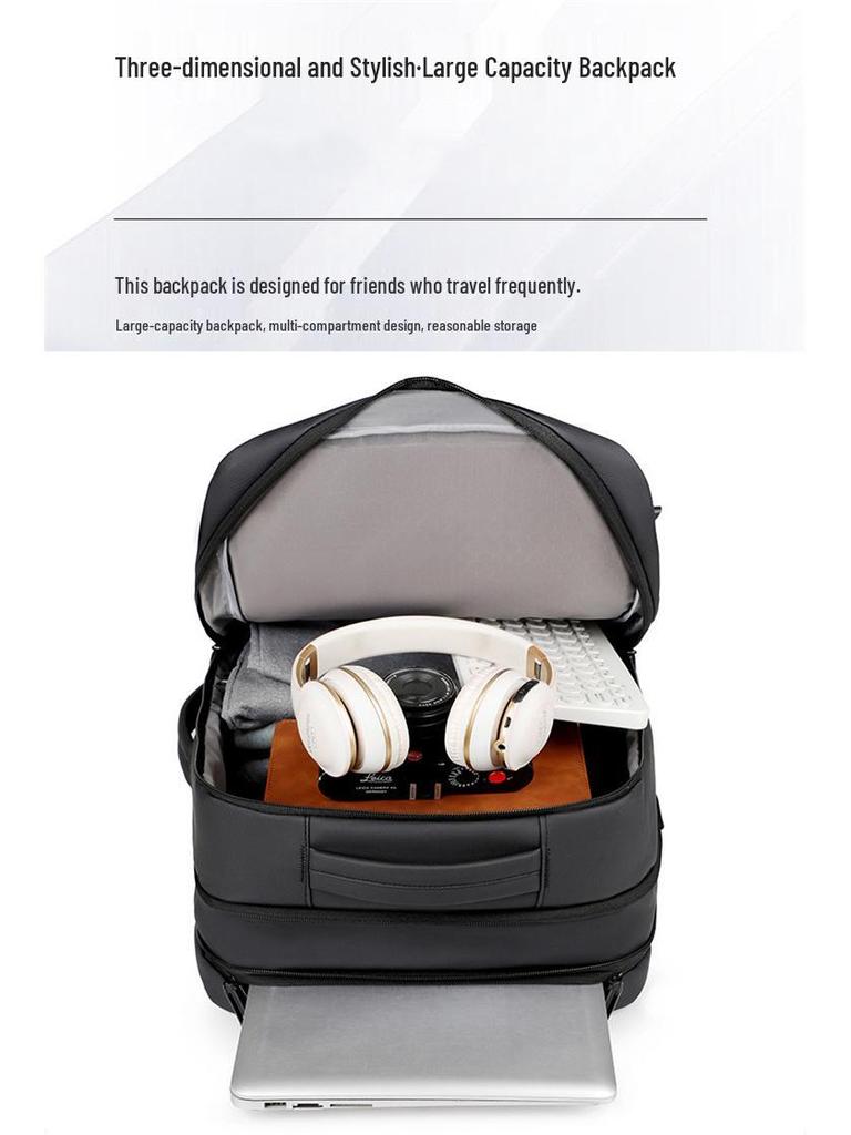 Expandable Men's Travel Backpack: Large, Multifunctional Handbag with Logo Printing Option