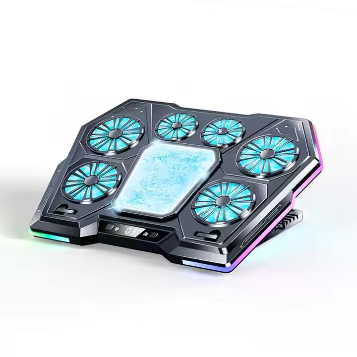 U-JIE RGB USB Gaming Laptop Cooler with Aluminum & Plastic Air-Cooled Six-Fan System Laptop Cooler