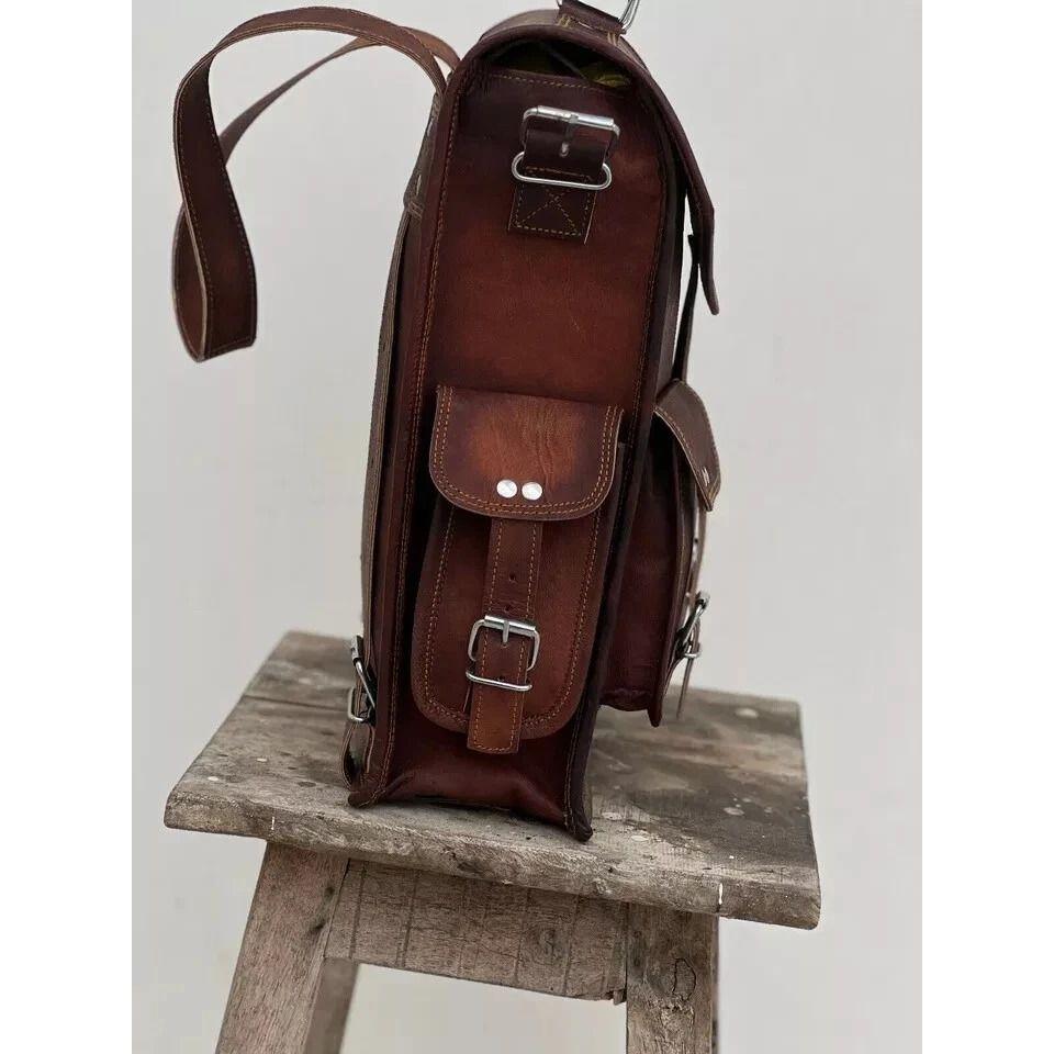 Leather Bag Rucksack Backpack Laptop Travel New Men's Vintage Shoulder