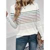 Women's Spring and Autumn Striped Long Sleeve T-Shirt, Casual Thin Pullover Bottoming Shirt