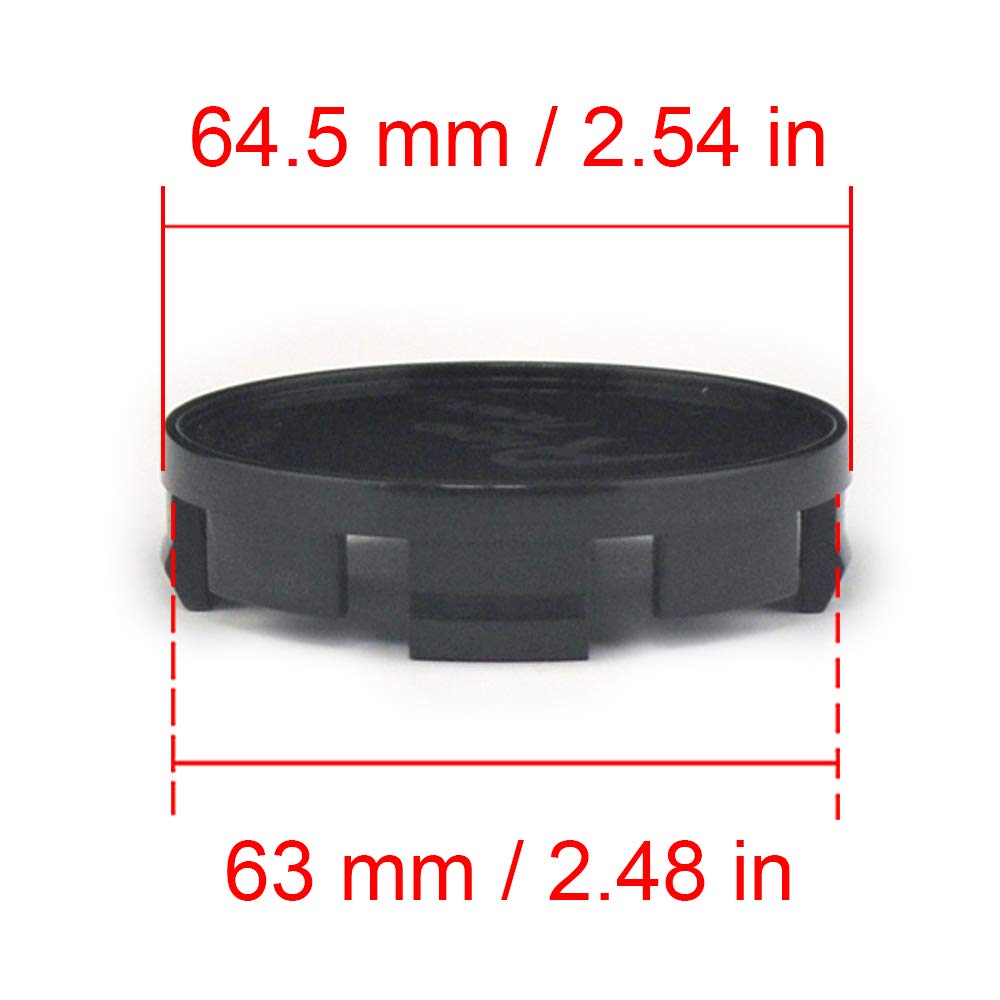 4pcs Outer Diameter 65mm Inner Diameter 63mm Black ABS Car Wheel Center Hub Cap