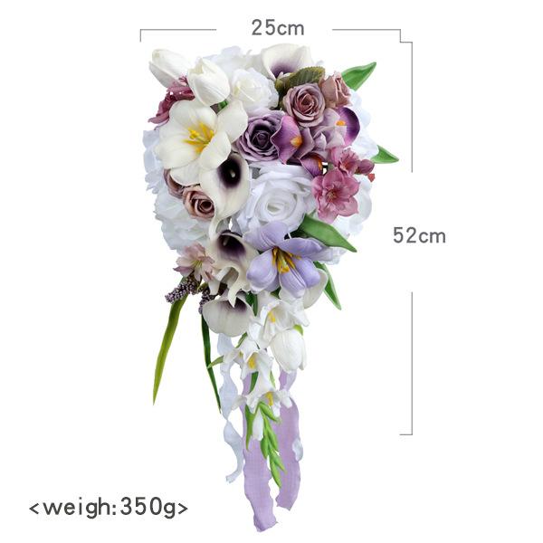 Bouquets de mariage bleus en cascade pour la mariée Bouquet de mariée cascade en soie fait à la main pour la décoration de cérémonie de mariage rustique