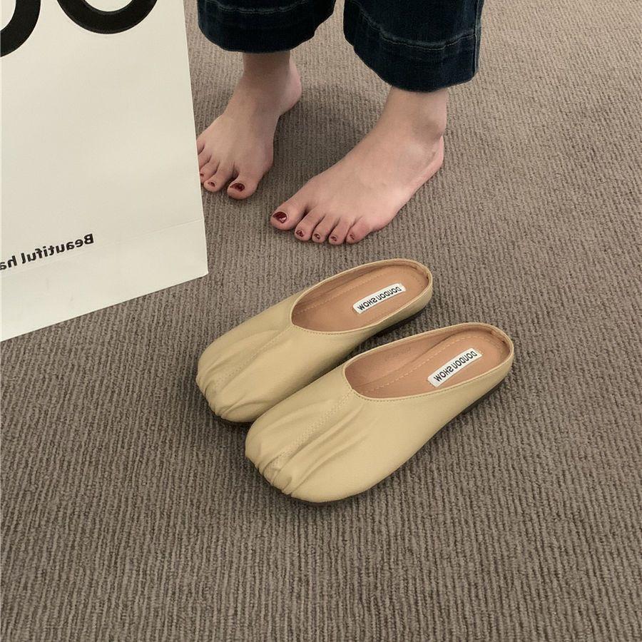 Comfortable and Casual Flat-bottomed Bag Head Half Slippers Women's Outer Wear Muller Shoes 2025 Spring and Summer New One-pedal Women's Cool Slippers