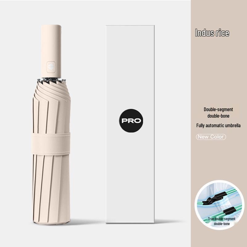 72-Rib Automatic Ring Buckle Umbrella: Portable, Reinforced, Dual-Use for Sun & Rain, Folding Hook Design for Men & Women