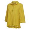 Women's Cotton And Linen Lace Color Button Up Shirt Upper Hem Short Sleeve