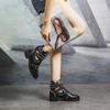 Fashion Fashion Rivets Black Ankle Women Boots Faux Leather Booties Metal Buckle Straps Square Heel Studded Woman Boots Motorcycle Shoes