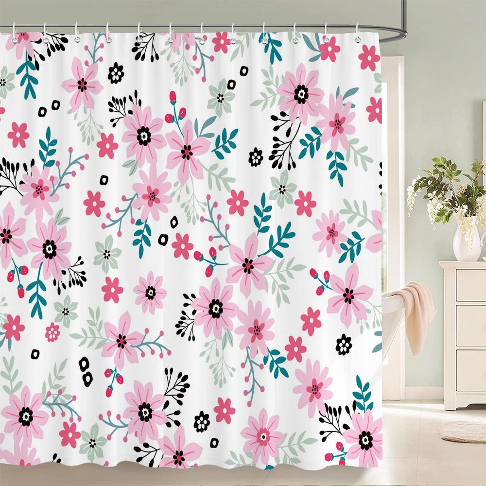 Beautiful Butterfly Shower Curtains Waterproof Fabric Floral Bath Curtains For Bathroom Bathtub Bathing Cover With Hooks