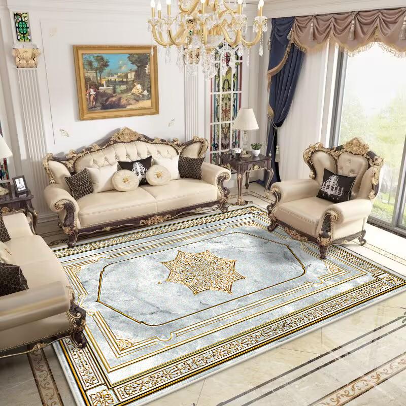 Retro European Carpets for Living Room Washable Carpet Home Bedroom Decoration Luxury Gold Large Rug 200x300 Non-slip Bath Mat