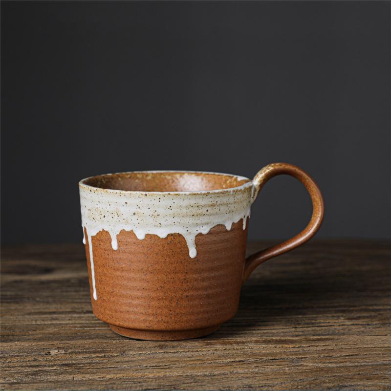 Ceramic Japanese Coarse Pottery Cup Retro Home Coffee Cup Creative Water Cup Breakfast Cup Ceramic Gift Cup