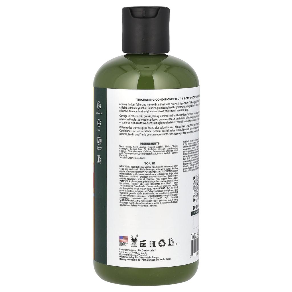 Pure, Caffeine Conditioner with Biotin and Castor Oil, 475 Ml (16 Fl Oz)