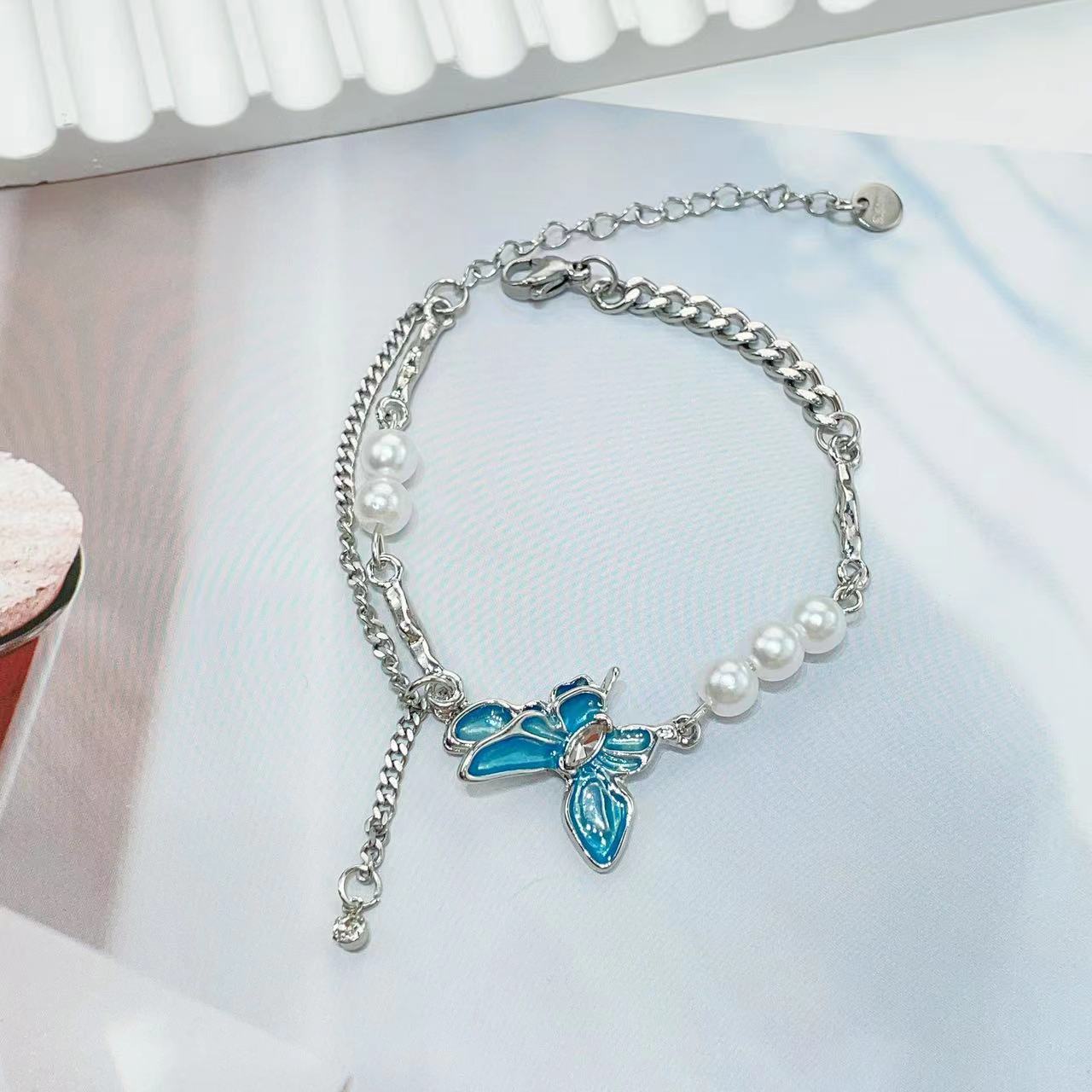 

Изысканное жемчужное ожерелье с бабочками для женщин, шикарное и с уникальным дизайном Butterfly Pearl Bracelet