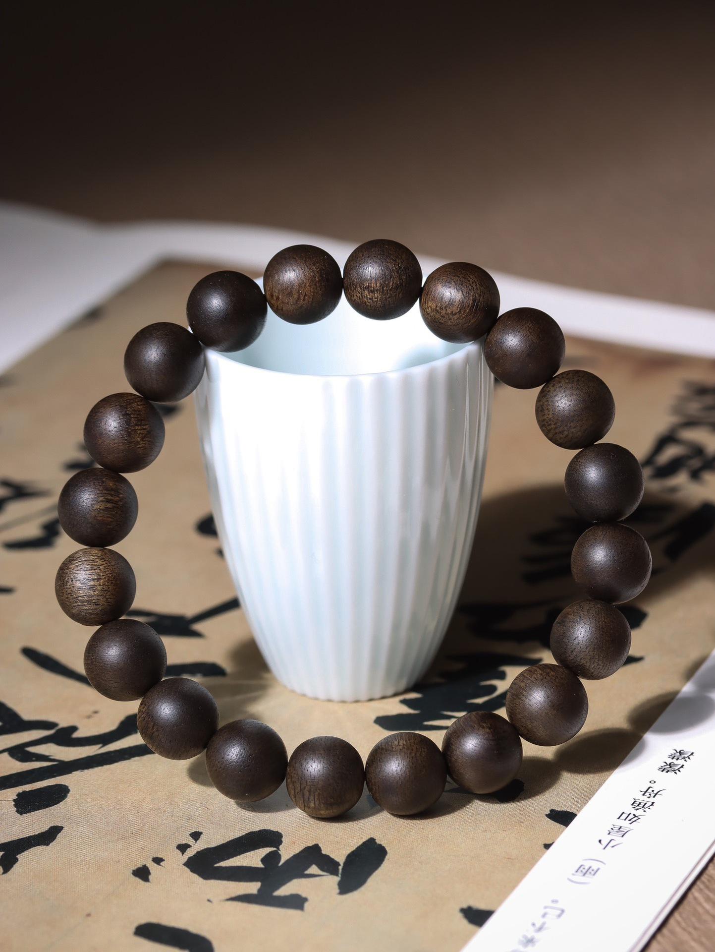 Authentic Vietnamese Hwian Black Oil Agarwood Qinan Prayer Beads Bracelet for Men and Women.