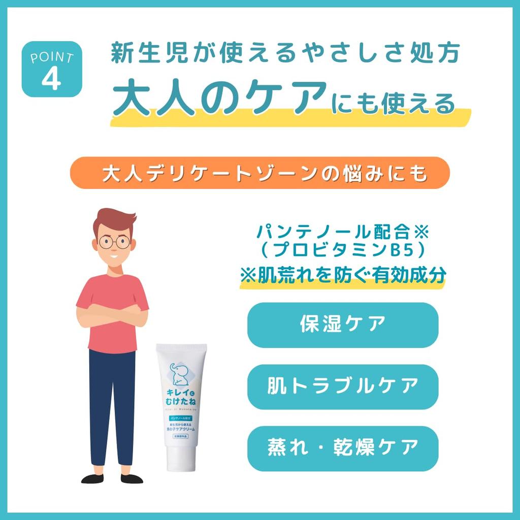 Kirei ni Muketane Baby Cream for Delicate Baby Diaper Baby 30g [Physician-Supervised] Boys, Areas, Newborn, Medicated, Moisturizing, Hypoallergenic,