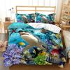 Shark Fish Print Duvet Cover Set Cute Underwater Animals Luxury Soft Bedding Set Children Teens Adults Blue Comforter Cover Sets