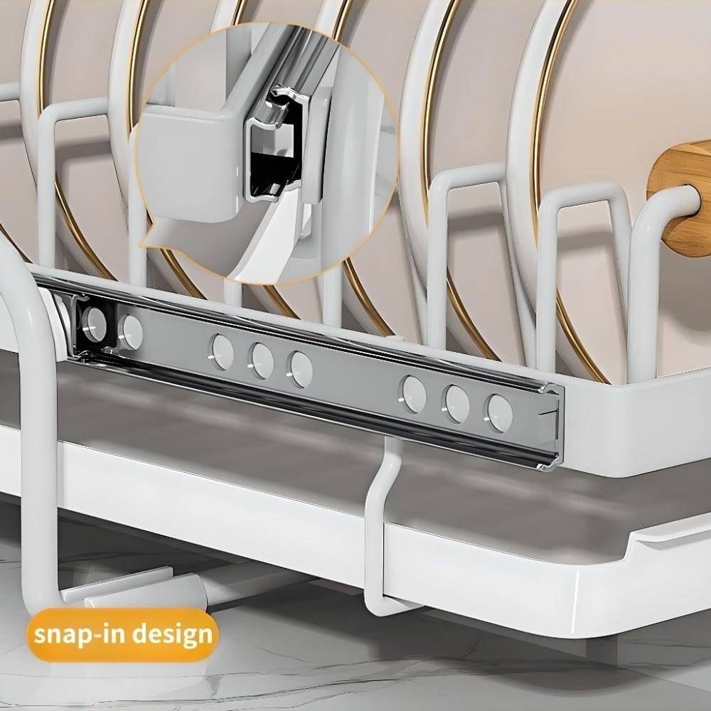 Single Tier Dish Drying Rack Metal Anti-Slip Under Sink Rack Multifunctional Wear Resistant Pull Out Drawer