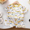 Kinder Cartoon Muster Baumwolle Kurzarm Pyjama Set Für Sommer Komfort Spielzeit