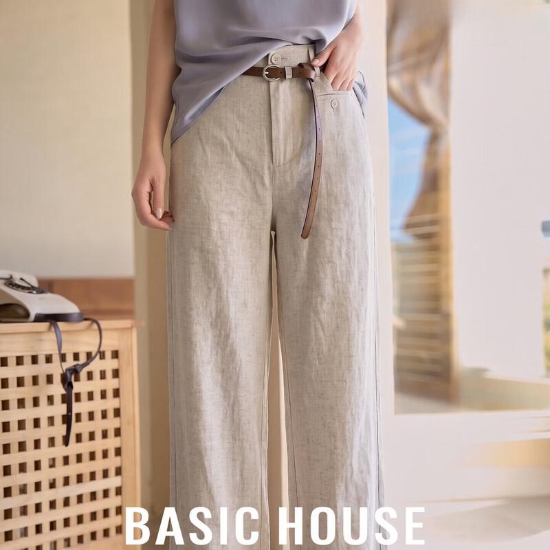 Basic House Women s Linen Blend Straight Pants S