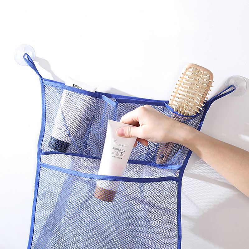 Baby Shower Bath Toys White Baby Kids Toy Storage Mesh With Strong Suction Cups Toy Bag Net Bathroom Organizer