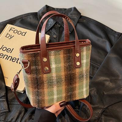 High-end Popular Tweed Bag for Women New Versatile Crossbody Bag Fashionable Hand Bucket Bag for Women