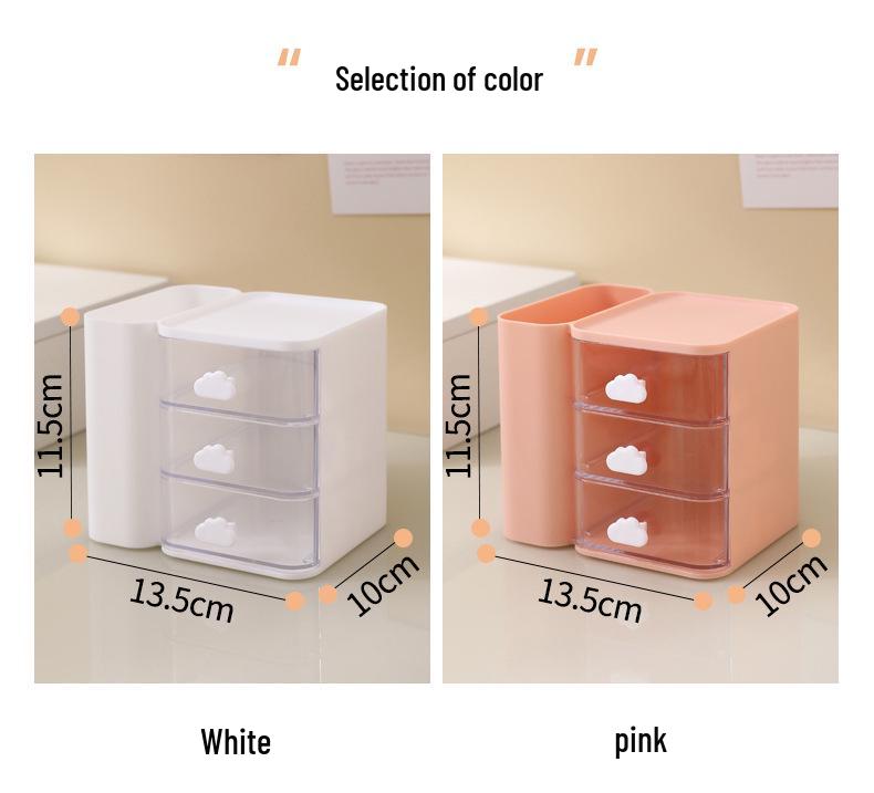 Transparent Cloud Desktop Pen Holder & Drawer Organizer Box