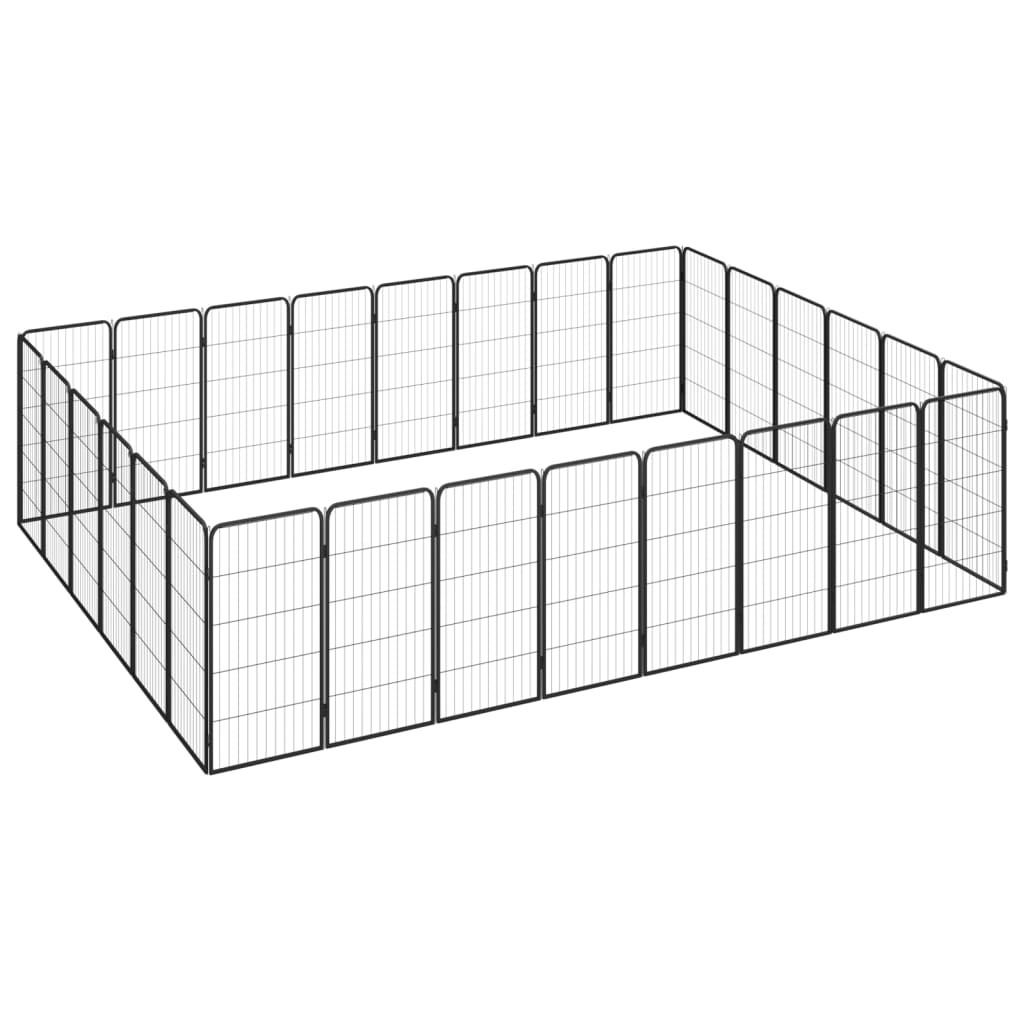 Vidaxl Kojec Dla Psa, 28 Paneli, Czarny, 50X100 Cm, Stal