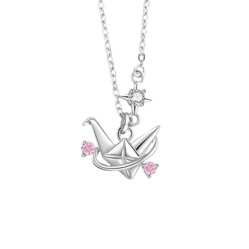 Sterling Silver Origami Crane Necklace - Light Luxury Clavicle Chain, High-End Niche Design