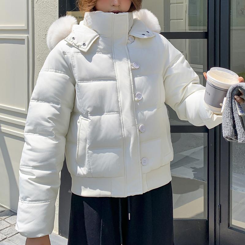 Fashion Winter Coat Female Short Parkas Hooded Faux Fur Collar Casual Loose Thick Warm Women's Jackets