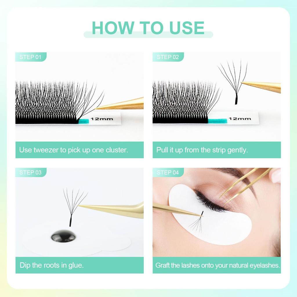 NAGARAKU Eyelash Extensions 6D Volume Light and Natural Soft 6 Bundles 12 Rows Large Capacity Curl C Length W Eyelash Extension Ultra-thin, (Thickness