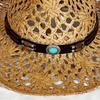 Western Hat Handcrafted Openwork Design Lightweight Paper Straw Sun Hat Adjustable For Beach Travel Outdoor Event
