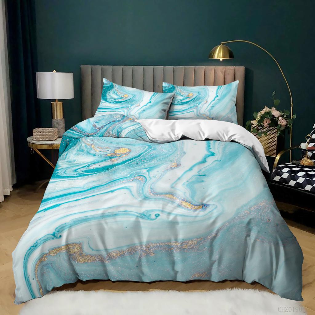 Gradual Change Color Marble Texture Pattern Duvet Set Digital Printing Three-Piece Set Bedding