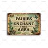 Vintage Metall Blechschild Feen verzaubern diesen Bereich Poster Metallschilder für Man Cave Bar Garten Haus Wanddekor Plakette
