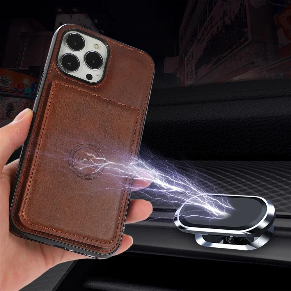Custodia Portafoglio Magnetica a Libro per iPhone 13 12 Mini 16 15 14 11 Pro XS Max XR X 7 8 Plus Porta Carte di Credito Copertura in Pelle