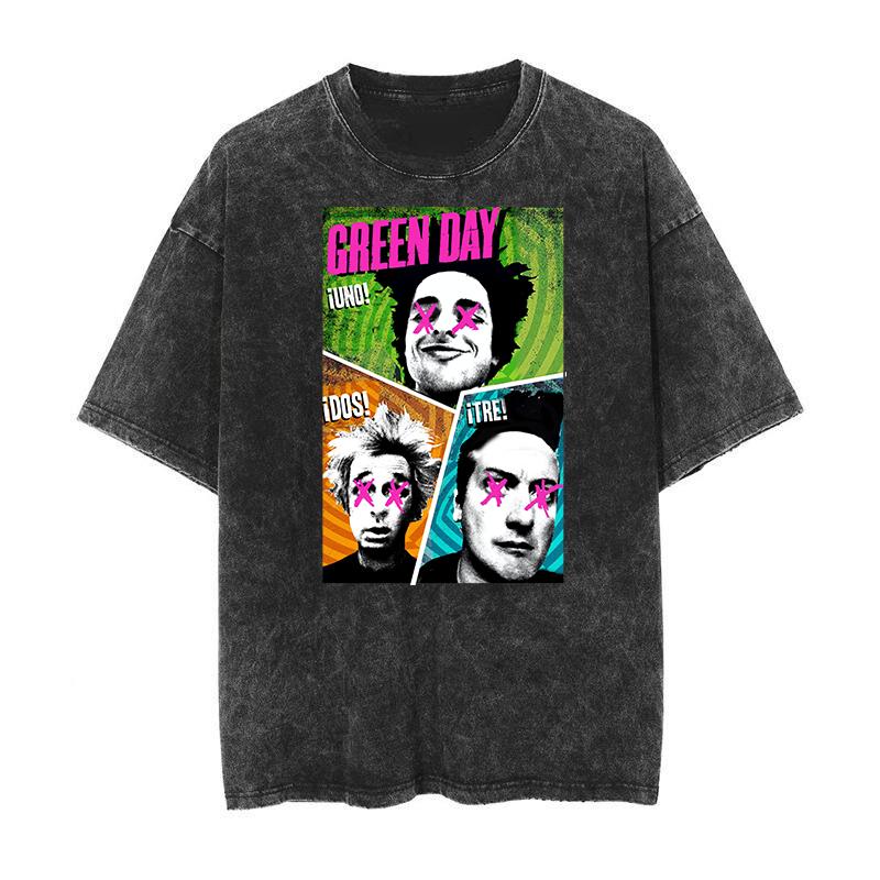 

Футболка з вареної бавовни Green Day Rock Band Унісекс Чоловіча Жіноча З коротким рукавом Топ Предмети першої необхідності для фанів Мода Літо Вінтажна футболка S