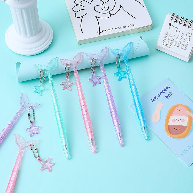 Back To School Season 2pcs 0.5mm Creative Cartoon Mermaid Styling Neutral Pen High Appearance Small Fresh Sign Pen Gift Pen Stationery