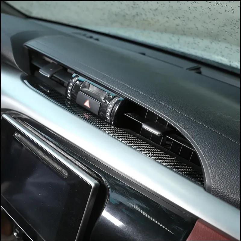 For Toyota Hilux 2015- Soft Carbon Fiber Center Console Vent Sticker Trim Cover Car Decorative Stickers Auto Accessories