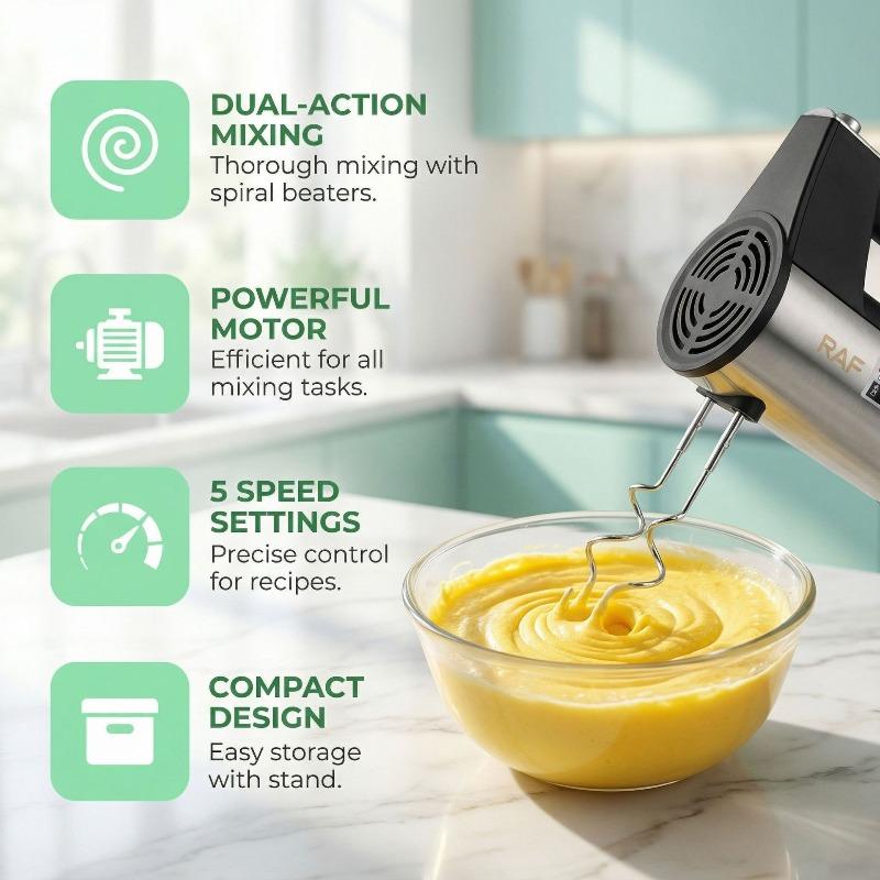 220V Household Stainless Steel Egg Beater, Electric Baking Cake Cream Beater Handheld Stirring Milk Frothers 800W