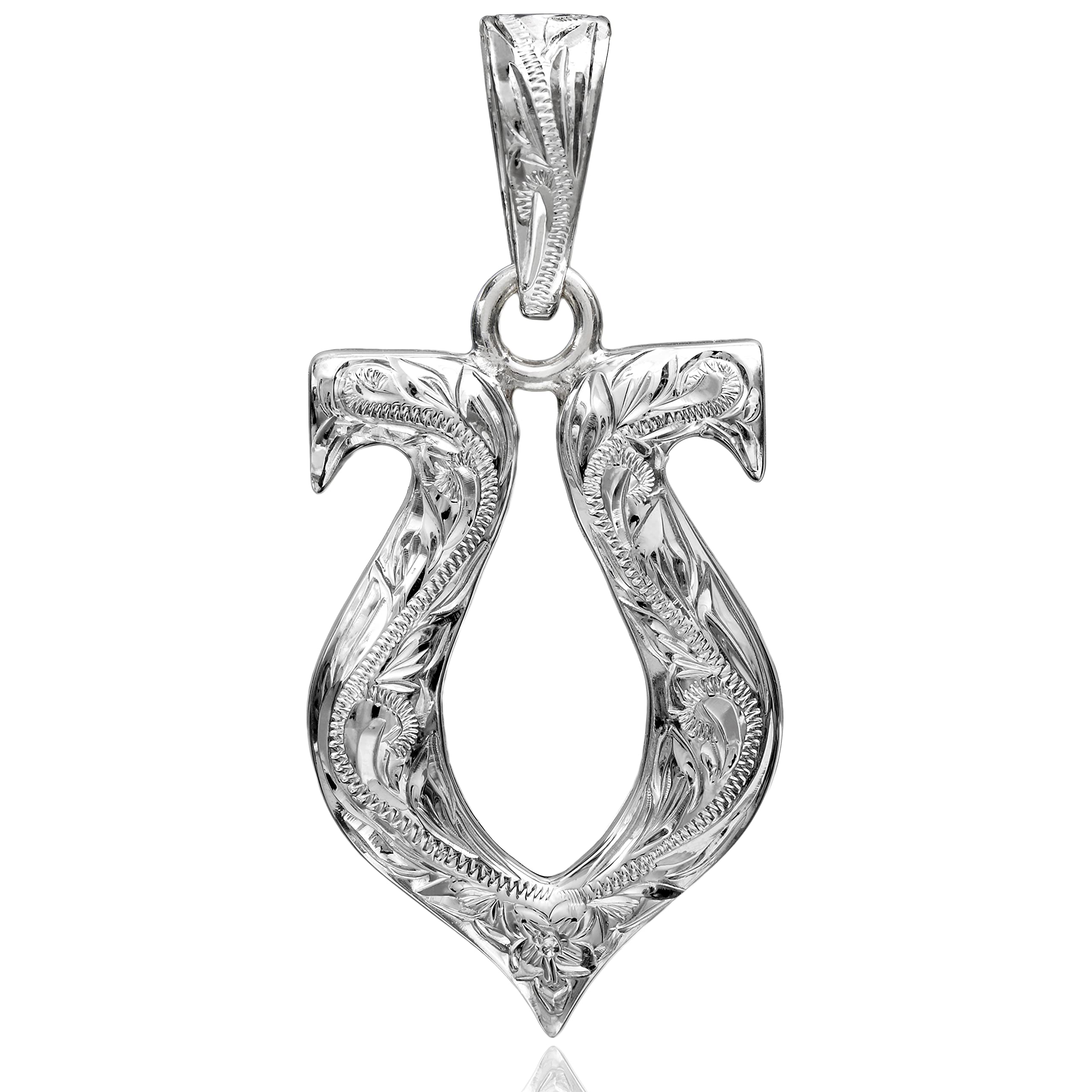 

Гавайские украшения Подкова My Relief Scroll Выгравированный кулон Ожерелье Серебро 925 [Лейлани] & (Волна) Мужской (Нет цепи)