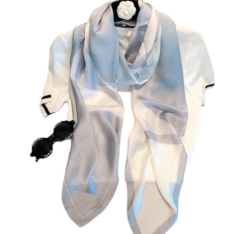 Silk Mulberry Silk Scarf Women'S Versatile Long Beach Scarf Spring And Autumn Silk Scarf Shawl Dual-Purpose